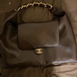 Chic Brown Quilted Leather Bag